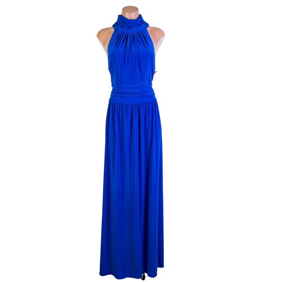 Eliza J Dresses & Skirts - Eliza J High Neck Sleeveless Maxi Cocktail Jersey Dress Cobalt Blue Dress 16 NWT